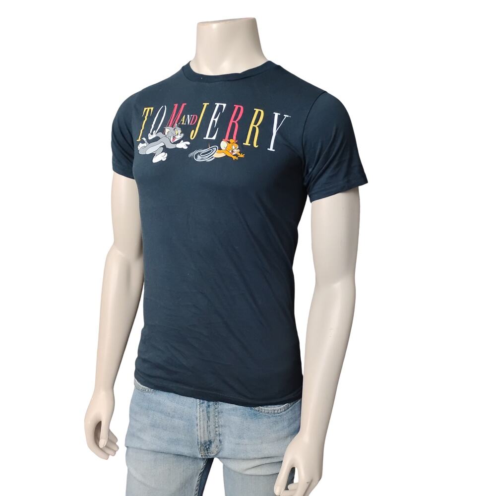 Tom and Jerry Short Sleeve T-shirt Size Small Black Pullover Crewneck